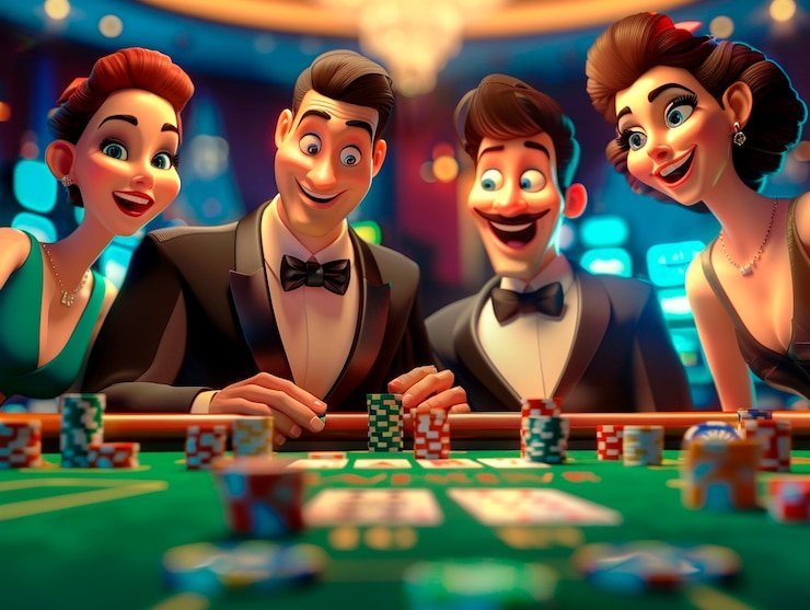 Meja Baccarat dealer langsung di togel 4d dengan kartu dan chip terlihat jelas